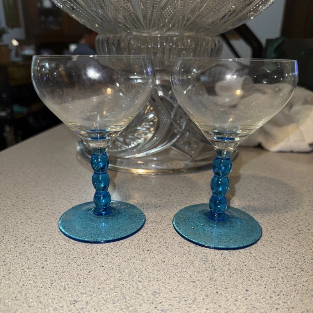 Elegant Blue Stemmed crystal glasses